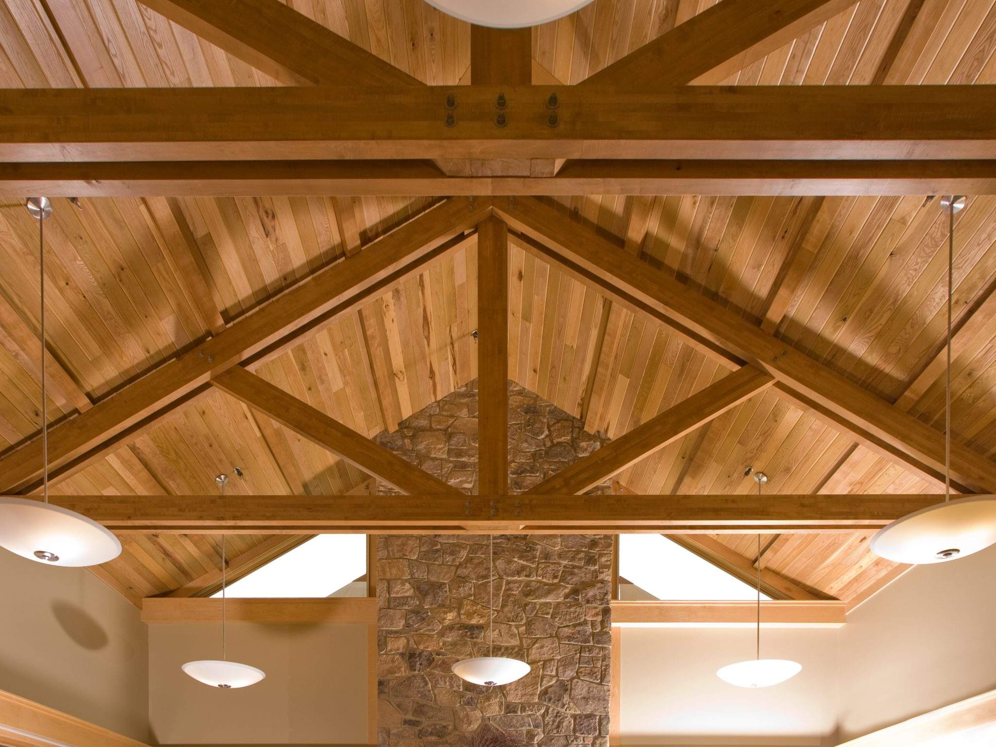 heavy timber truss living room